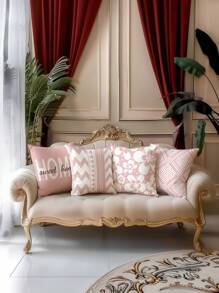 4 件不对称条纹抱枕套，超柔软舒适，畅销品，装饰枕套，适用于家庭、沙发、客厅、卧室，无枕芯 - 彩色 - 查看 3