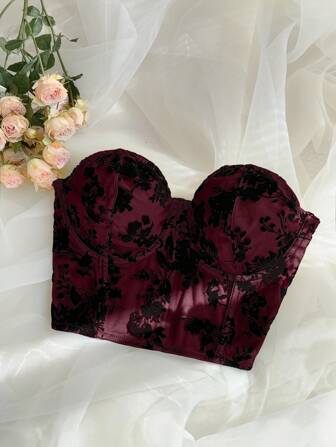 SHEIN Privé 大码女式优雅性感花卉蕾丝衬衫，适合派对、婚礼、订婚、音乐会、毕业典礼