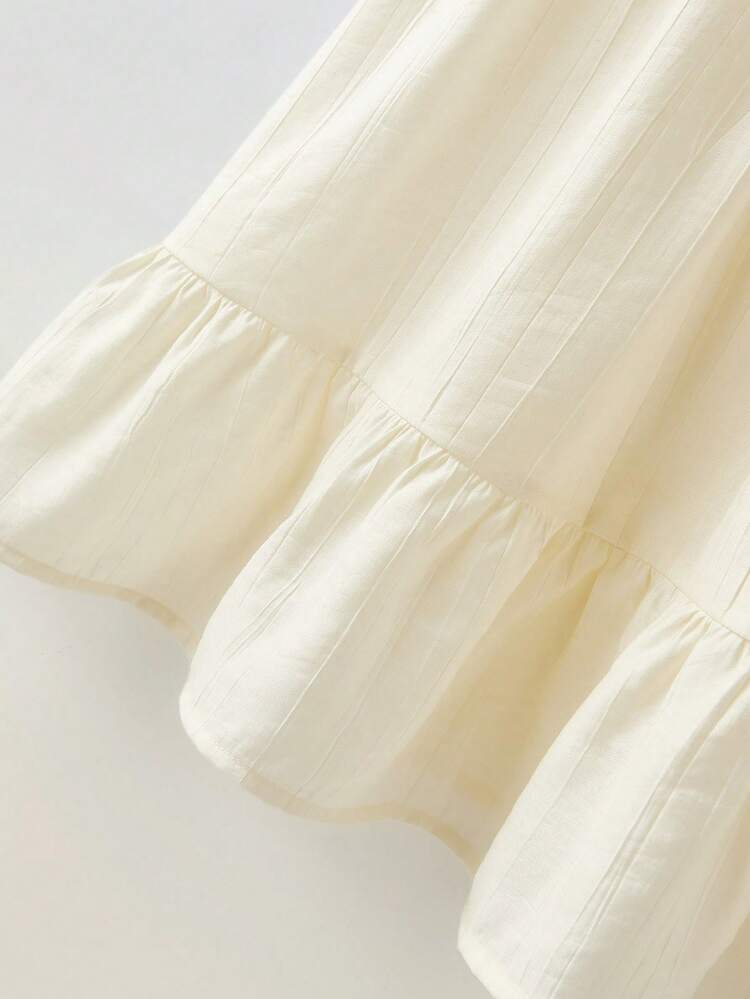 Young Girl Loose Casual Fashion Colorblock Bow Decor Dress