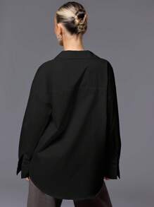 MUSERA 超大号纽扣衬衫 - 黑色 - 查看 3