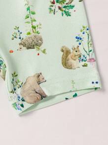 2pcs Baby Boy Casual Brown Bear Print Short Sleeve Top And Shorts Outfit Set Snug Fit Pajama", "Snug Fit" Snug Fit Pajama", "Snug Fit" Snug Fit Clothes Summer Summer Clothes - Green - View 5