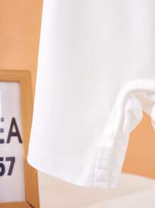 SHEIN 2pcs Baby Boys Cute Bear Graphic Short Sleeve Romper Suit With Hat, Suitable For Everyday, Casual Home Wear & Outdoor Activities, Spring/Summer