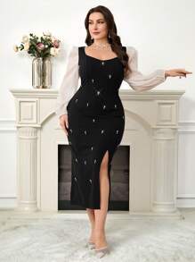 Modelyn Robe en tulle grande taille, décontractée et pour un port quotidien