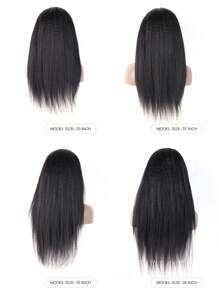 Tóc giả ren thẳng Kinky phía trước bằng tóc thật cho phụ nữ Tóc giả ren 4x4 Tóc giả thẳng Yaki Tóc người được nhổ trước 150% Mật độ Tóc giả không keo Brazil Tóc người - Natural Black - Xem 2