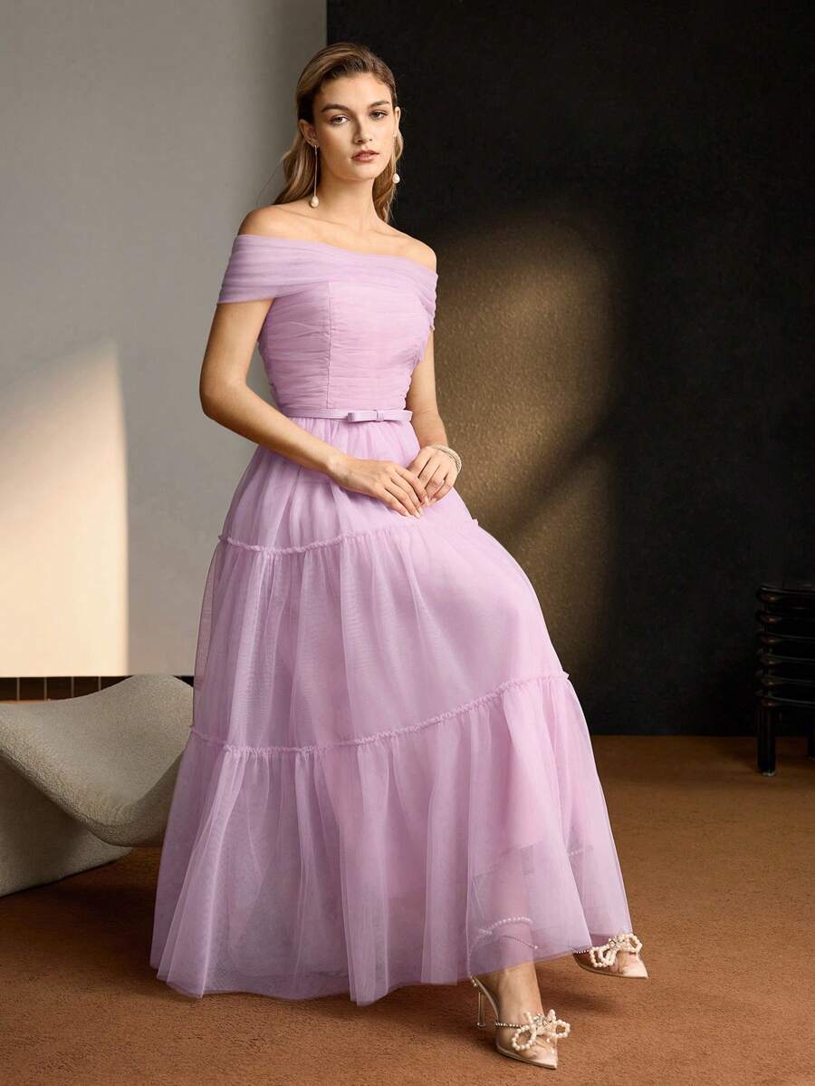 MOTF Soiréza MESH GATHERED EVENING DRESS