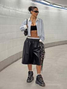 StreetHx 女士休闲街头风格长袖短款衬衫