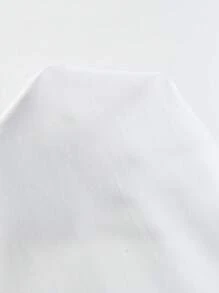 SHEIN VCAY Drawstring Waist Straight Leg Trousers - White - View 7