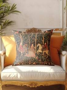 4 件套优雅法式女士印花枕套，超柔软触感，畅销，装饰性抱枕套，适用于家庭、沙发、客厅、卧室，不含枕芯 - 酒紅色 - 查看 5