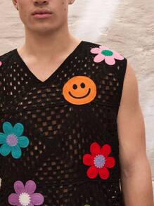 Manfinity VCAY Bộ 2 áo len dệt kim tay ngắn dáng rộng thời trang thường ngày cho nam kèm quần short cạp chun, bộ vest, cho mùa thu đông - Nhiều màu - Xem 3
