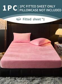 1pc Velvet Fitted Sheet, Bedding, Soft-Comfortable Mattress Cover, Solid Color Sheets, Suitable For Fall And Winter, Deep Pocket, Fitted Sheet Only, Without Pillowcase, Dustproof Non-, Machine Washable, For All Seasons, Bedding Gifts, Fits For Twin Full King Queen Size Bed, Machine Washable,Fall Decor,Autumn Decor,Room Decor