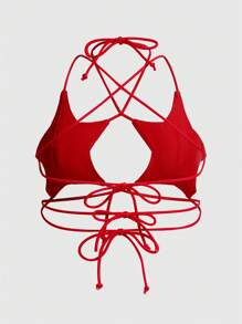 SHEIN ICON Plus Size Star Print Backless Strap Camisole - Red - View 2