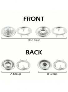 SHEIN DIY 金属按扣带紧固件钳按压工具套件，用于缝纫和手工制作（9.5 毫米），适用于衣服、背包、连体裤、缝纫和工艺品 - 銀色 - 查看 6