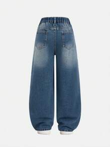 SHEIN Nuovi jeans casual larghi e dritti per ragazze, pantaloni in denim confortevoli e versatili di stile vintage Y2K, collezione primavera/estate 2025, adatti per uso quotidiano