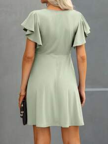 SHEIN Clasi Casual Solid Color Ruffle Hem Dress