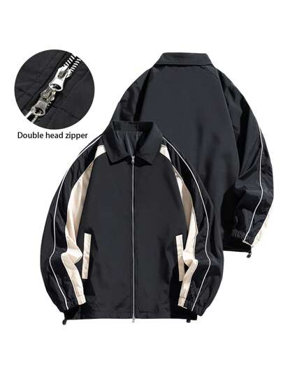 Manfinity Sport Corelite 男士秋季撞色前拉链休闲宽松运动夹克