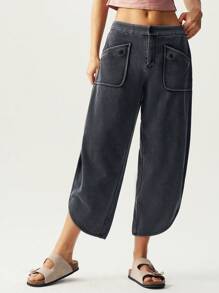 Bohemela Women's Vacation Wide Leg Loose Casual Pants With Pockets