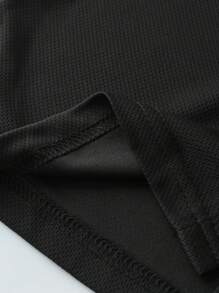 SHEIN Tween Boy Letter Graphic Baseball Collar Shirt & Shorts Without Tee - Black - View 10