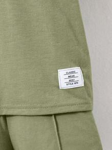 SHEIN 2pcs Young BoyCasual Polo Shirt & Shorts Set, Getaway, Holiday, Travel, Relax, Sunbathing, Summer