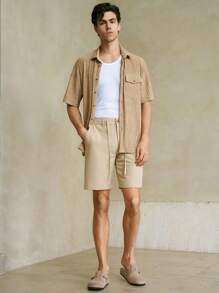 Manfinity VCAY Men's Mid-Rise Straight-Leg Casual Shorts, Suitable For Summer - Apricot - View 5