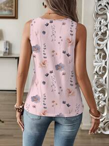 EMERY ROSE Women's Vacation Casual Floral All-Over Print Tank Top - White - View 2