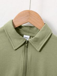 SHEIN 2pcs Young BoyCasual Polo Shirt & Shorts Set, Getaway, Holiday, Travel, Relax, Sunbathing, Summer