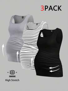 SHEIN 3pcs Maternity T-Shirt Set - Light Grey - View 1