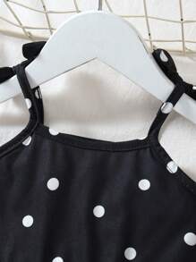 Sukienka z siateczki w czarne kropki dla dziewczynek - Czarne - Zobacz 3