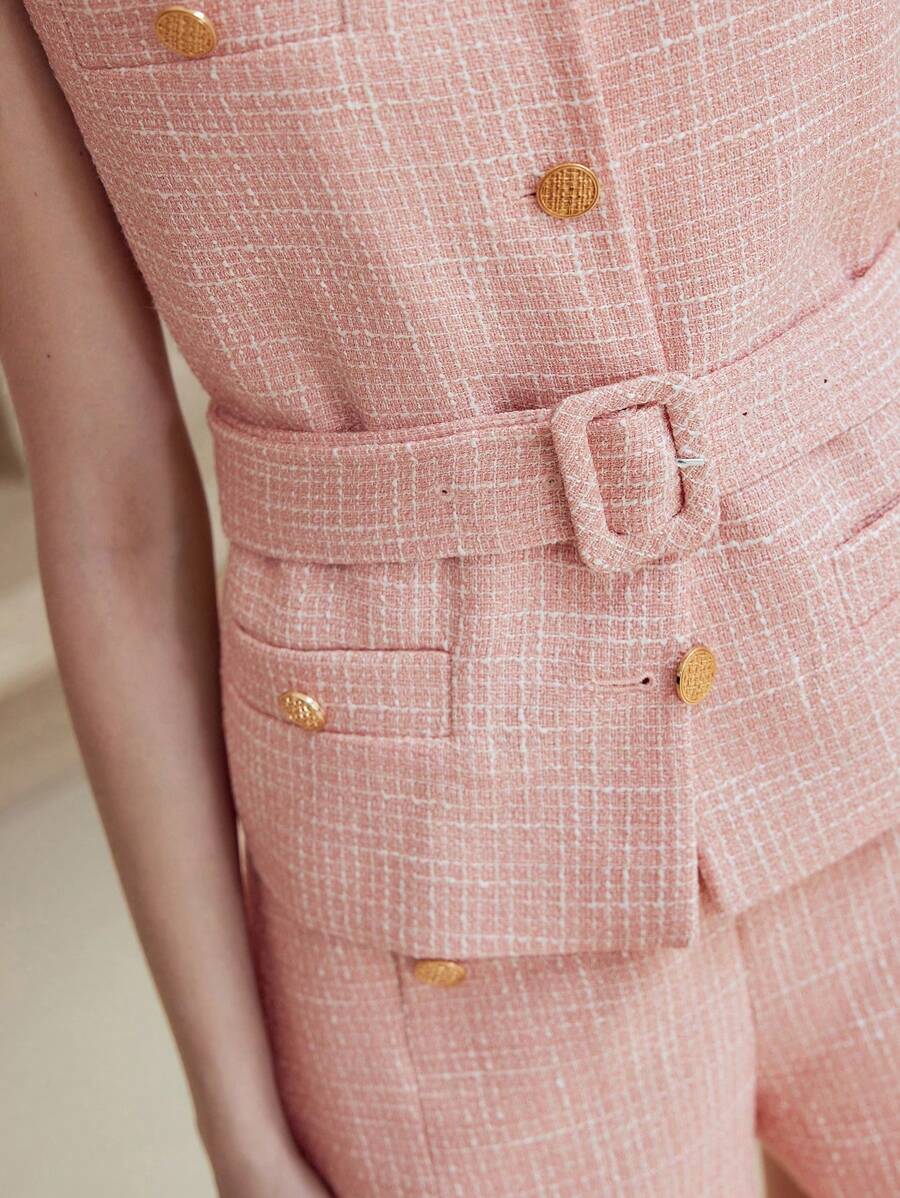 MOTF STUDIO BUTTON UP BELTED JACKET - Pink - View 2