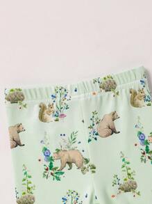 2pcs Baby Boy Casual Brown Bear Print Short Sleeve Top And Shorts Outfit Set Snug Fit Pajama", "Snug Fit" Snug Fit Pajama", "Snug Fit" Snug Fit Clothes Summer Summer Clothes - Green - View 6