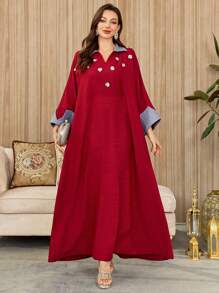 Al Najma Elegant Sequins Floral Turkish & Arabic Style Long Dresses For Women, Spring/Summer, Kaftan & Jalabiya,Modest