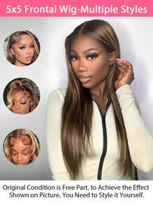 Ombre Highlight Lace Front Wigs Human Hair Straight 5x5 Closure Wigs Pre Plucked With Baby Hair Transparent 13x4 13x6 Frontal Wigs Balayage 4/27 Color