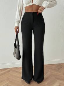 SHEIN Tall Dames high waisted effen kleur wijde pijpen broek