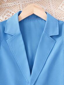 3-Piece Tween Girl Blue Vest Suit Set With White Tee And Pants, Formal Look, Spring/Summer