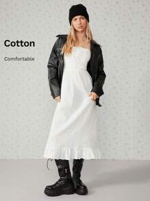 SHEIN EZwear Robe tube avec volant ourlet de couleur unie élégante - Blanc - Voir 1