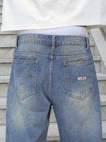 Claim Dot Men's Loose Casual Bermuda Denim Shorts Jorts With Pockets Going Out Hang Out Commute Vacation Urban - Medium Wash - View 7