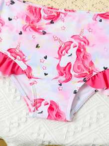 Baby Girls Unicorn Print Swimsuit Set, Vacation & Beach Wear - Multicolor - View 3