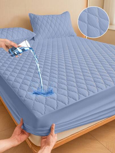 1pc Fitted Sheet, Bedding, Mattress Protector, Bed Cover, Diamond Plaid Fitted Sheet, Fitted Sheet, Comfortable Home Textile, Breathable Anti-Pilling Mattress Protector, Solid Color Diamond Bed Cover, Bedroom Decor, Decorative Bed Cover