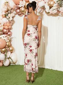 Loomaby Maternity Printed Dress, For Baby Shower Party - Multicolor - View 2