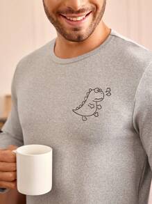 Happy Jammies Conjunto de ropa casual para hombre, camiseta de manga larga y pantalones, minimalista, cómodo para uso diario