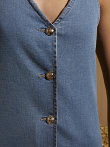 COSMINA Women's Elegant Vacation And Commute Denim 2 Pieces Set, Spring/Summer - Blue - View 7