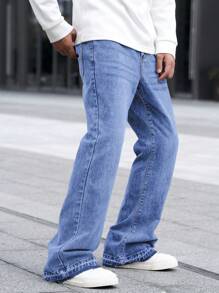 Manfinity Homme Men's Versatile Casual Denim Flare Pants