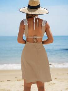 Swim Vcay Haine De Vară Femei Contrast Dantela Plaja Cover Up Top