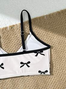 SHEIN 3 件套 Tween 女童印花比基尼套装 - 杏色 - 查看 5