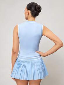 Activina Women's Solid Color Sleeveless Patchwork Casual Sports Dress Athletic Dress - Blue - View 2