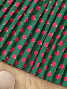 Tween Girls Cute Local Rose Ditsy Floral Maxi Skirt With Pleats, 2 Pieces Set - Dark Green - View 7