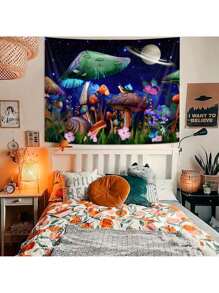 1 pieza Tapiz decorativo de pared con estampado de setas, para decoración de pared en habitaciones, decoración del hogar