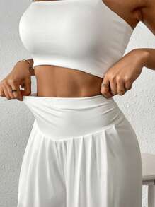 SHEIN Clasi Women's Solid Color Casual Loose Fit Soft Skinny Pants