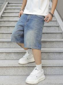 Claim Dot Men's Loose Casual Bermuda Denim Shorts Jorts With Pockets Going Out Hang Out Commute Vacation Urban - Medium Wash - View 5