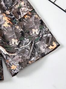Young Boy Branch Print Elastic Waist Casual Shorts - Multicolor - View 5
