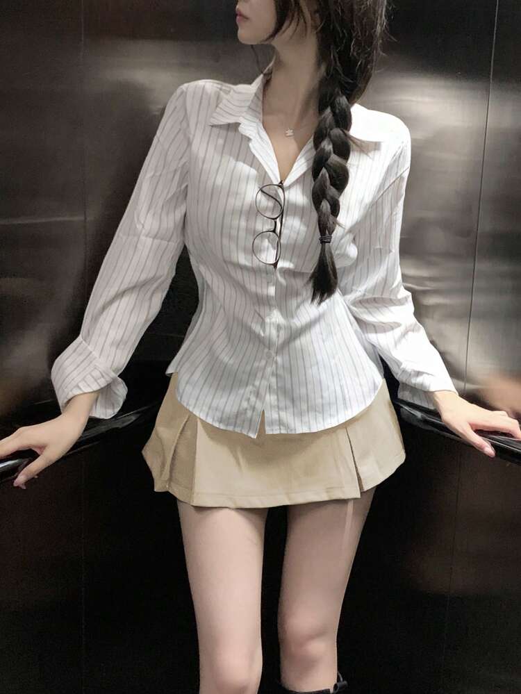 Women's Solid Color Casual A-Line Skirt, Minimalist And Fashionable For Everyday Wear